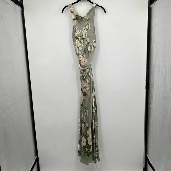 Reformation Anaiis Tarragon Floral Sage Green Maxi Dress with Blush Floral Print - Picture 2 of 6